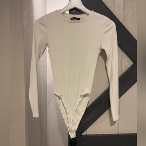 Zara Cream Ribbed Bodysuit